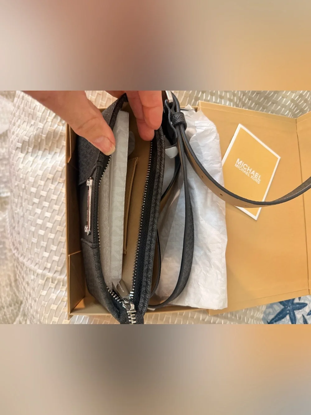 Michael Kors Black Belt Bag with Silver Hardware